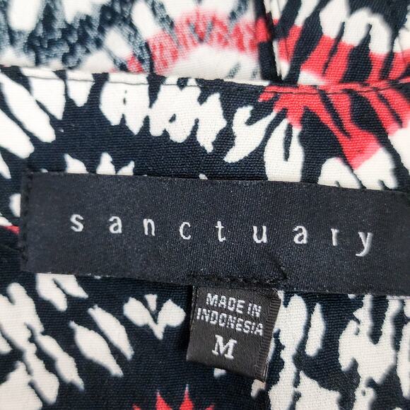 Sanctuary Women's Sleeveless Blouse Border Craft Button Split Neck Shirt Black M - Picture 7 of 10